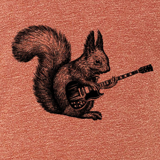 Squirrel Guitar Graphic Tee Men Funny Rock Vintage Shirt