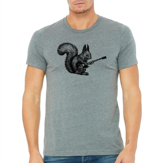 Squirrel Guitar Graphic Tee Men Funny Rock Vintage Shirt