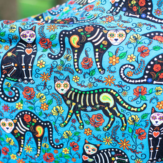 Adult "Los Gatos Fantasmas" Calavera Cats Super Twirler Dress with Pockets