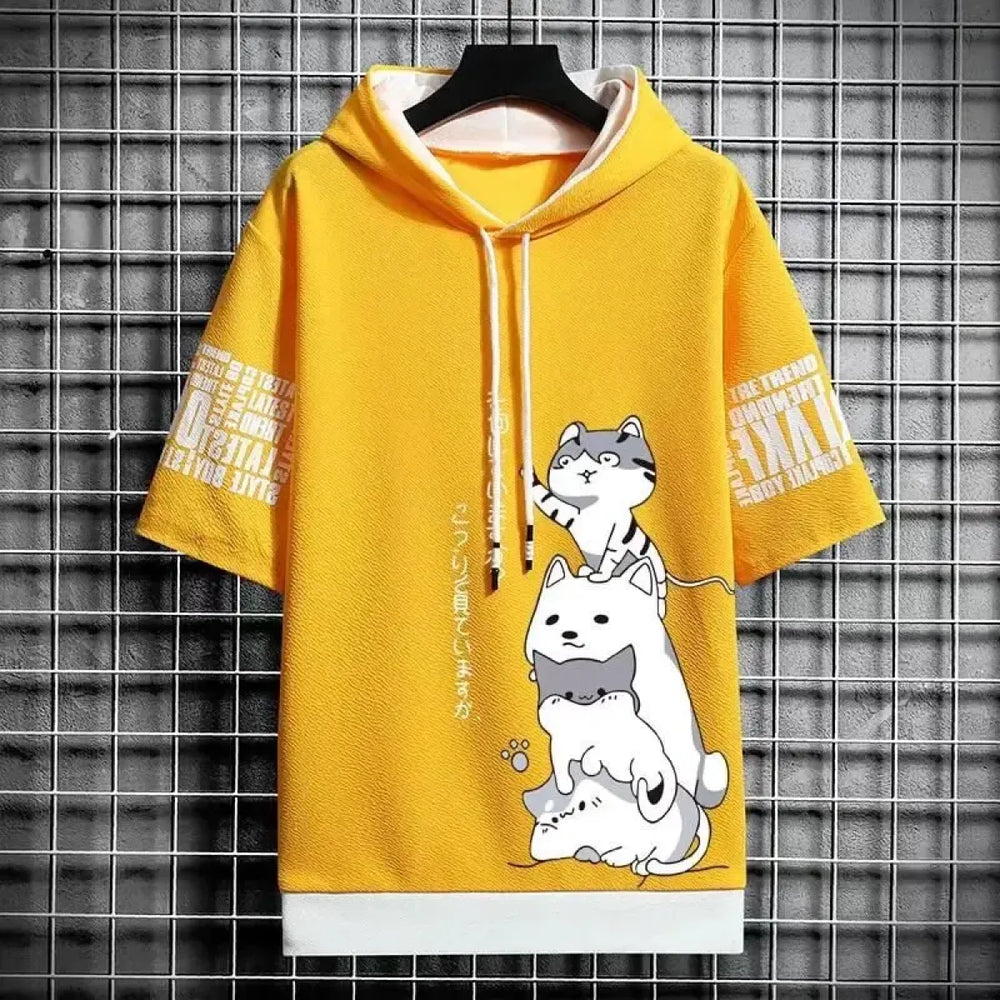 Men's Summer Cartoon Hoodie - Harajuku Short Sleeve