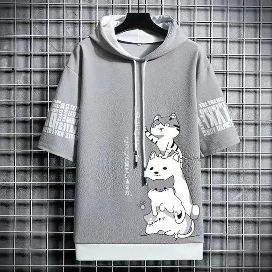 Men's Summer Cartoon Hoodie - Harajuku Short Sleeve