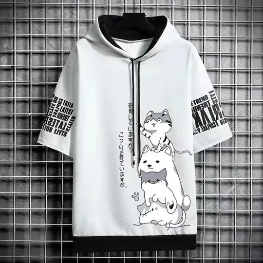 Men's Summer Cartoon Hoodie - Harajuku Short Sleeve