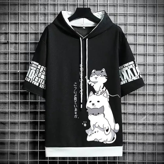 Men's Summer Cartoon Hoodie - Harajuku Short Sleeve