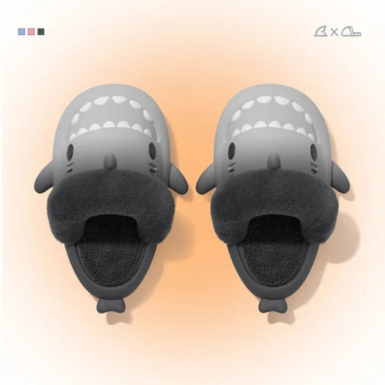 Winter Plush Shark Slippers Boys Men - # BOAA73410003