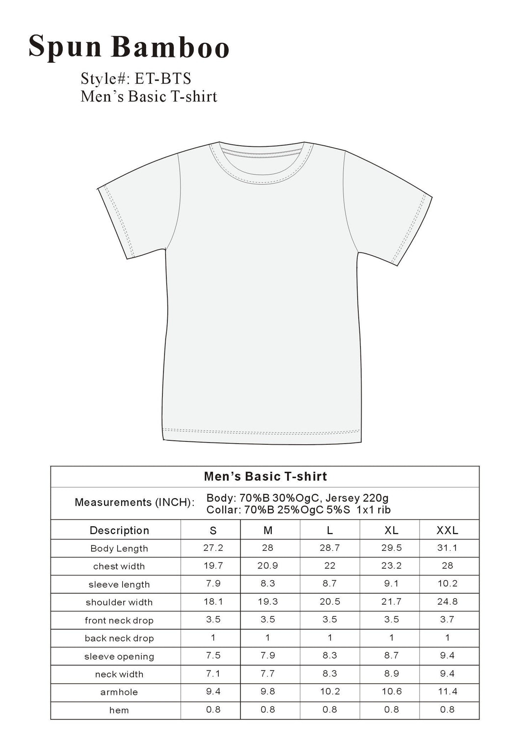 The Original Men's Bamboo Viscose/Organic Cotton Short Sleeve T-Shirt - Classic Cut