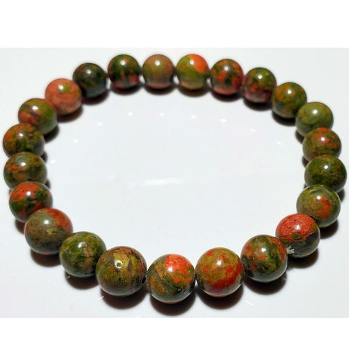 Unakite Beaded Bracelet Stretch 8mm Healing Stone Jewelry