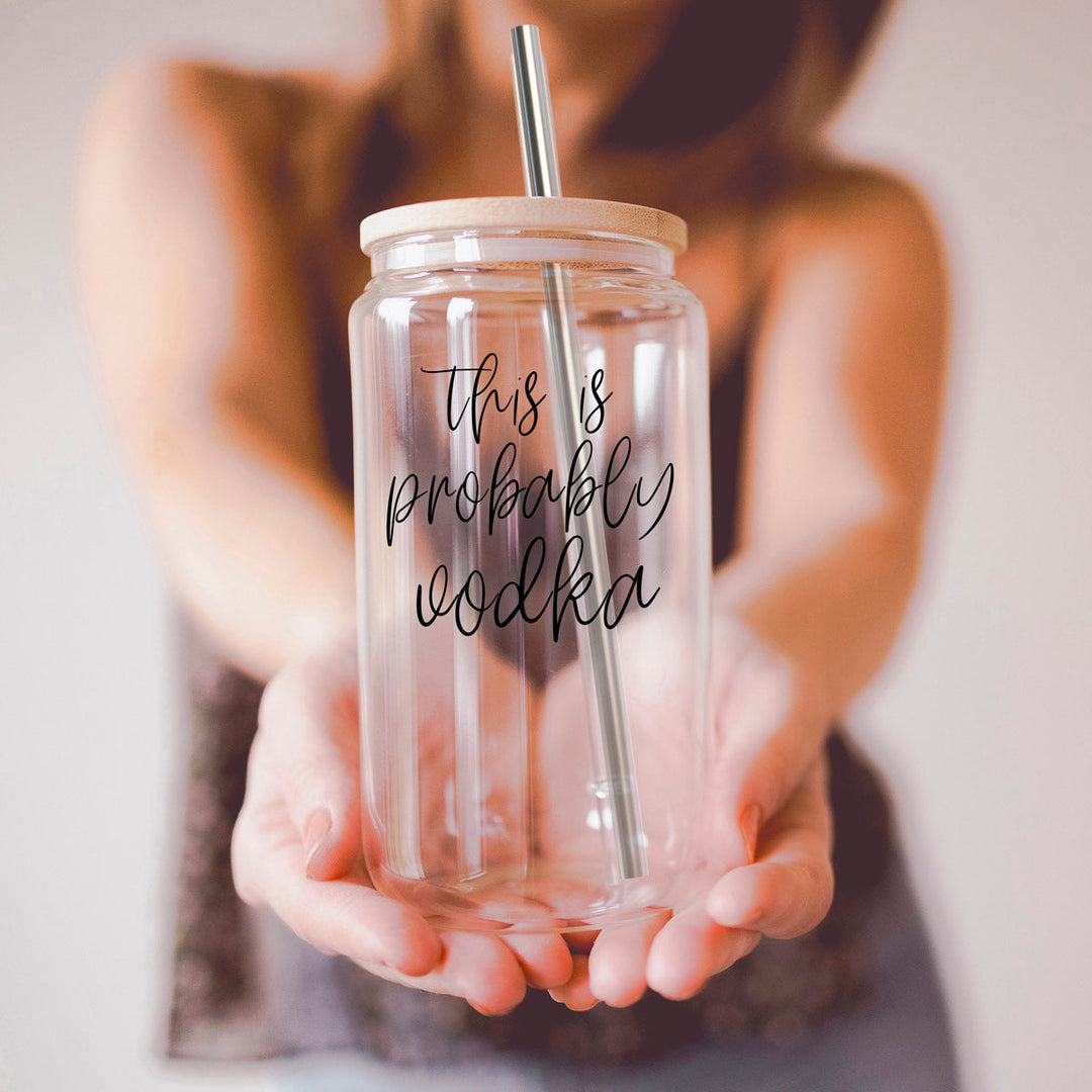 17oz Glass Tumbler With Bamboo Lid And 2 Stainless Straws - Reusable Drink Cup