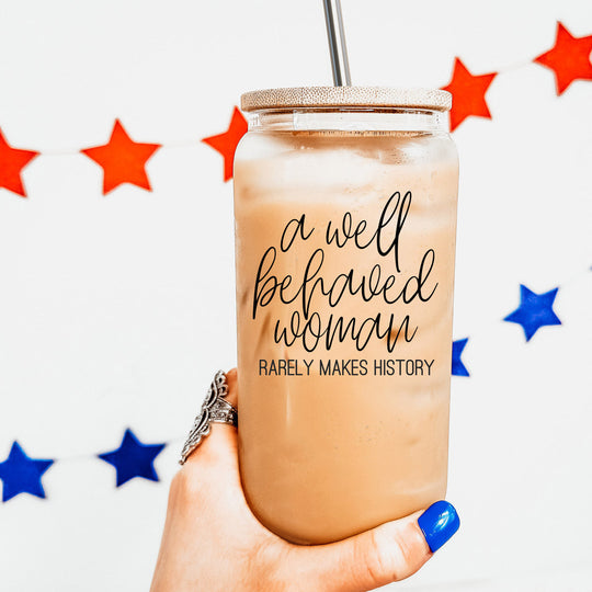 Well Behaved 17oz Glass Tumbler With Bamboo Lid, Stainless Straws and Cleaner