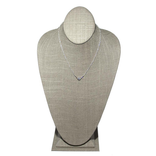 White Topaz Sterling Silver V Pendant Necklace 16 Inch