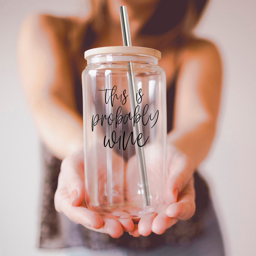 17oz Glass Tumbler With Bamboo Lid, 2 Stainless Straws and Straw Cleaner