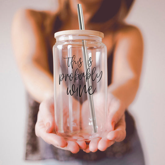 17oz Glass Tumbler With Bamboo Lid, 2 Stainless Straws and Straw Cleaner