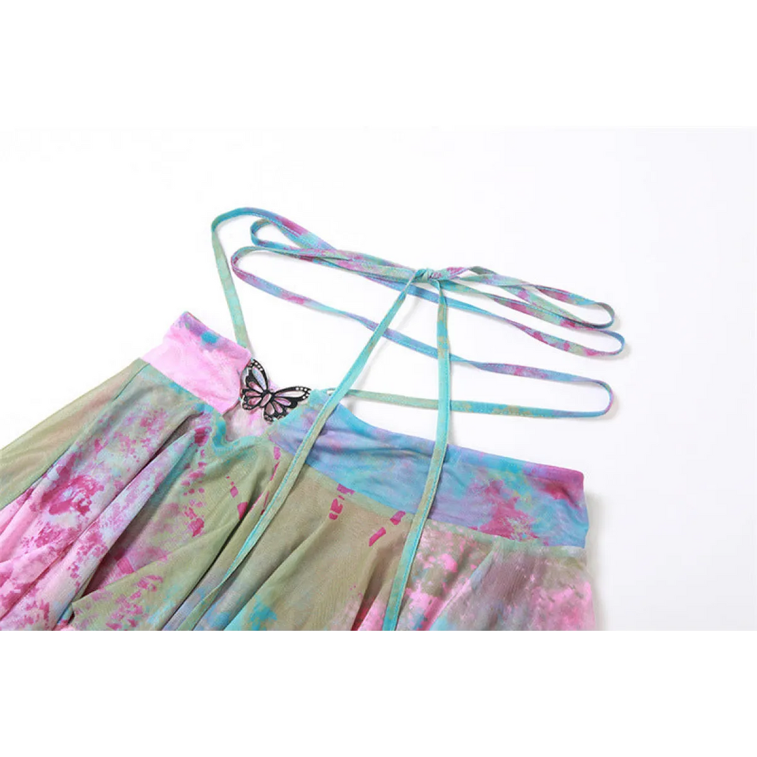 Tie-Dye Fairy Set – Butterfly Crop Top & Wrap Mini Skirt