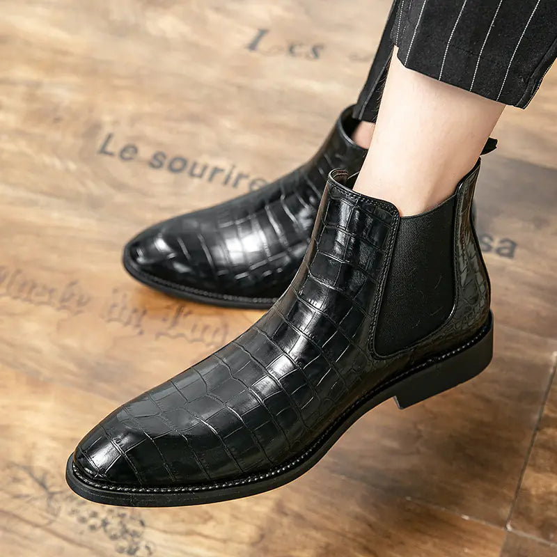 Men's Fashion Chelsea Boots - High-Top Leather Ankle Boots
