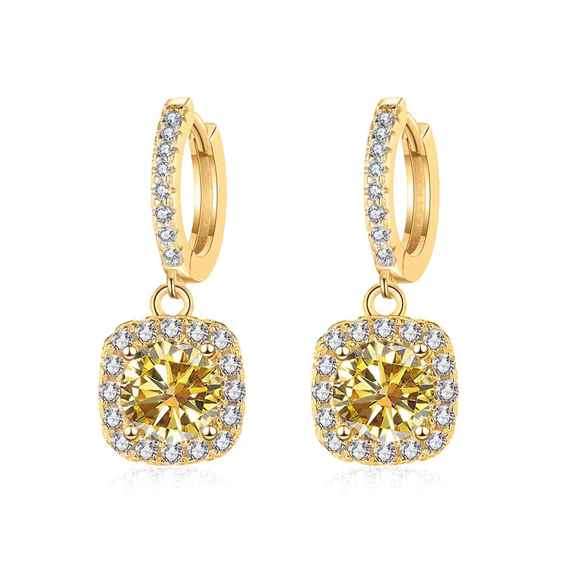 1ct GRA-Certified Moissanite Drop Earrings VVS D 18K Gold Plated 925 Sterling