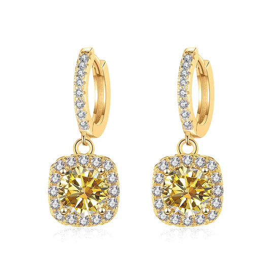 1ct GRA-Certified Moissanite Drop Earrings VVS D 18K Gold Plated 925 Sterling