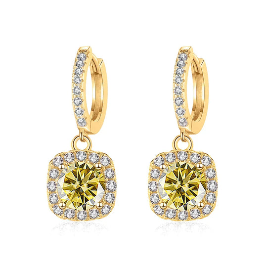 1ct GRA-Certified Moissanite Drop Earrings VVS D 18K Gold Plated 925 Sterling