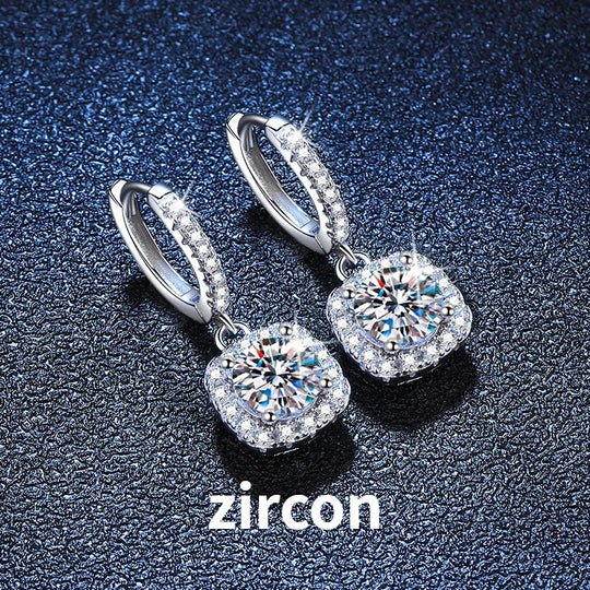 1ct GRA-Certified Moissanite Drop Earrings VVS D 18K Gold Plated 925 Sterling